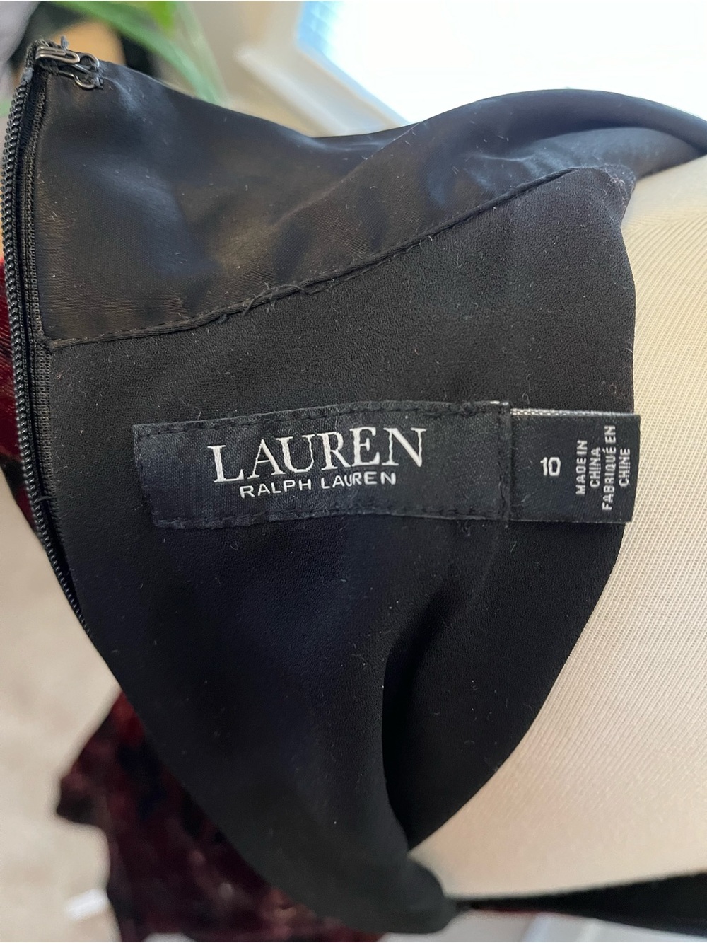 Lauren Ralph Lauren Velvet Paisley A-Line Dress with Black Silk Bow - Picture 10 of 11